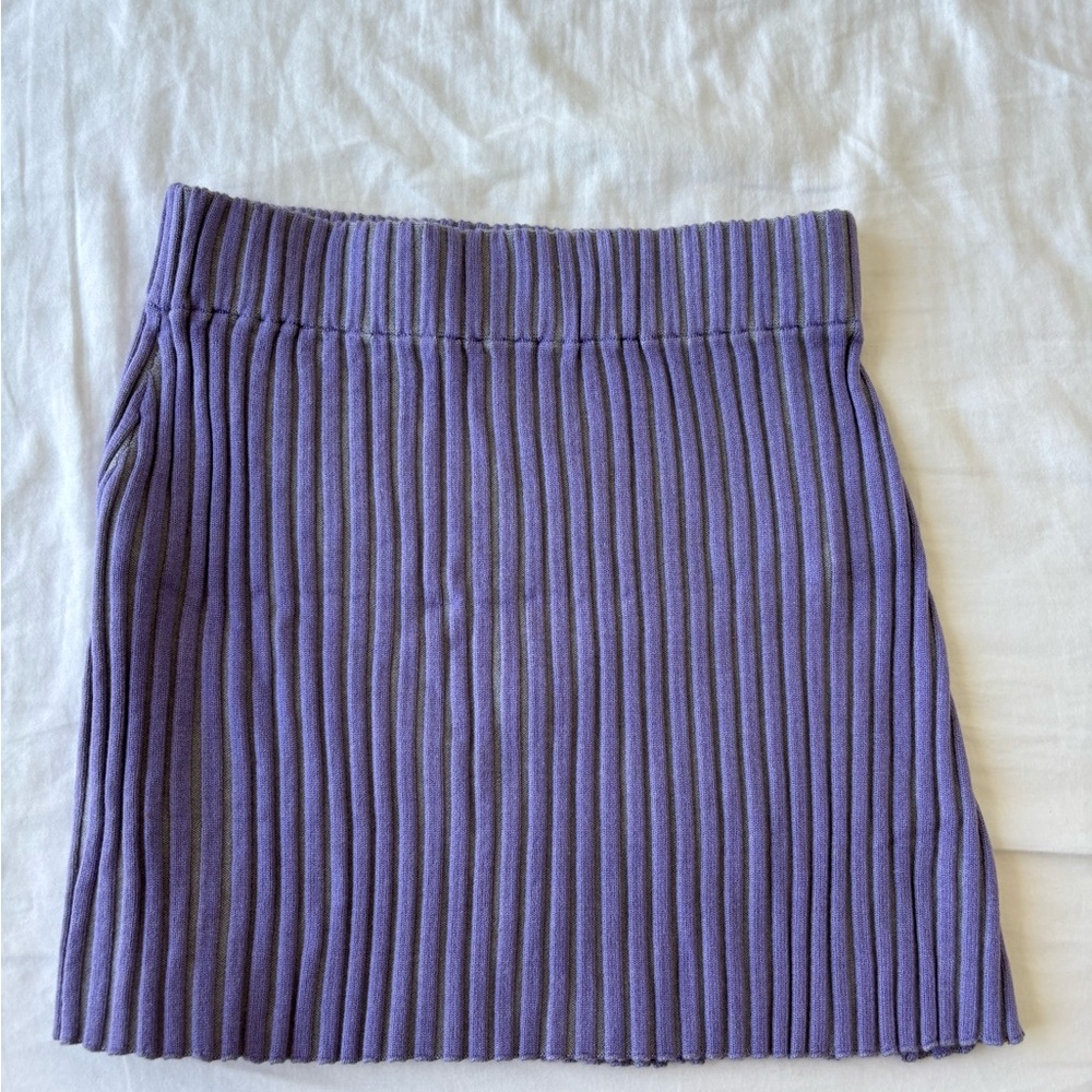 Purple Ribbed Women's Sweater Skirt